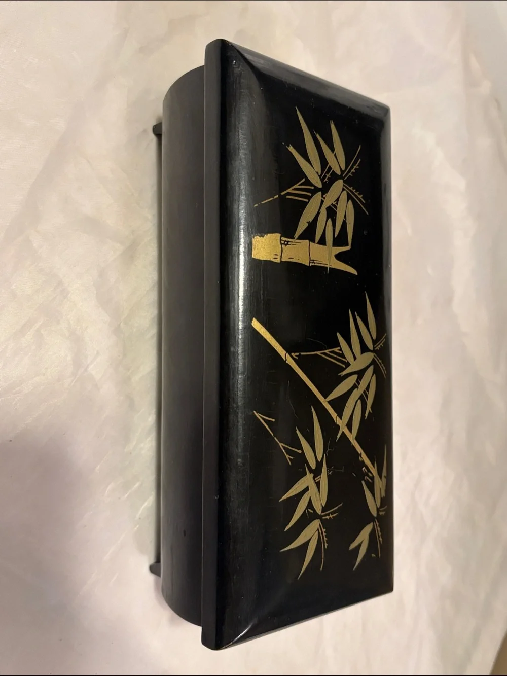 Black Jewelry Organizer Box with Gold Bamboo Accent